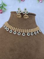 Emerald Stone Studded Artificial Necklace Set for Women - Image 2